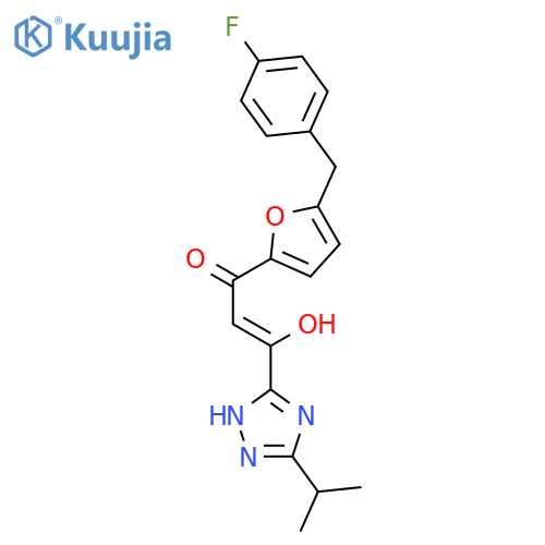 2-Propen-1-one,1-[5-[(4-fluorophenyl)methyl]-2-furanyl]-3-hydroxy-3-[3-(1-methylethyl)-1H-1,2,4-triazol-5-yl]- structure