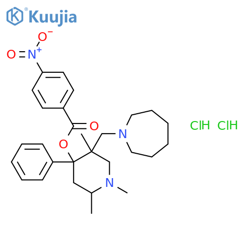 4-Piperidinol,5-[(hexahydro-1H-azepin-1-yl)methyl]-1,2,5-trimethyl-4-phenyl-,4-(4-nitrobenzoate), hydrochloride (1:2) structure