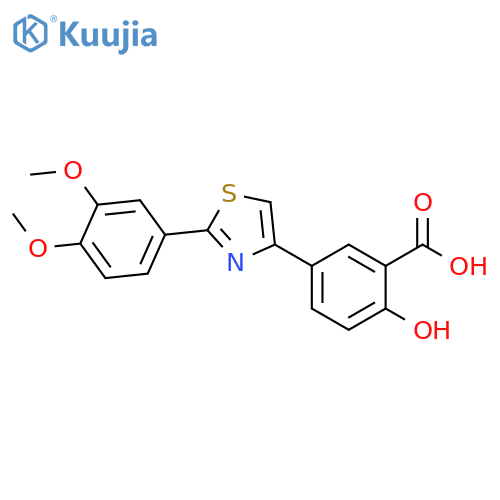 Benzoic acid, 5-[2-(3,4-dimethoxyphenyl)-4-thiazolyl]-2-hydroxy- structure