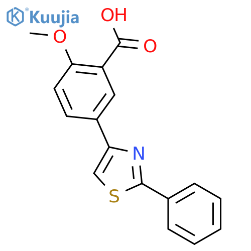 Benzoic acid, 2-methoxy-5-(2-phenyl-4-thiazolyl)- structure