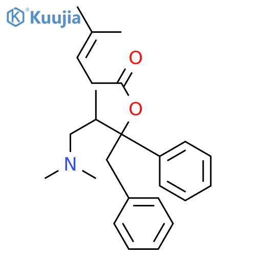 3-Pentenoic acid,4-methyl-, 3-(dimethylamino)-2-methyl-1-phenyl-1-(phenylmethyl)propyl ester,hydrochloride (1:1) structure