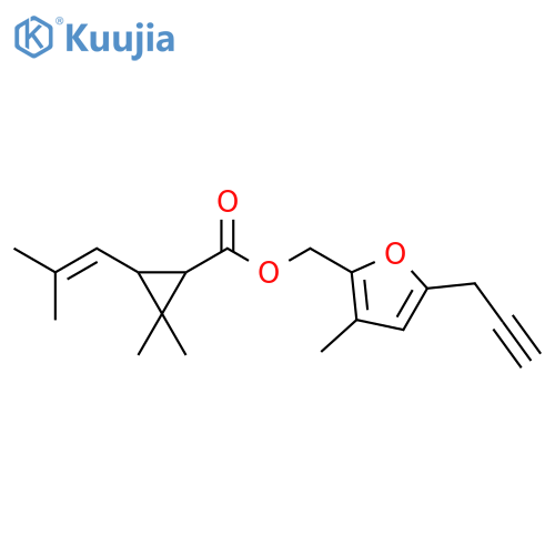 Cyclopropanecarboxylic acid, 2,2-dimethyl-3-(2-methyl-1-propen-1-yl)-, [3-methyl-5-(2-propyn-1-yl)-2-furanyl]methyl ester structure