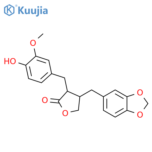 (3R,4R)-4-(1,3-Benzodioxol-5-ylmethyl)-3-(4-hydroxy-3-methoxybenzyl)dihydrofuran-2(3H)-one structure
