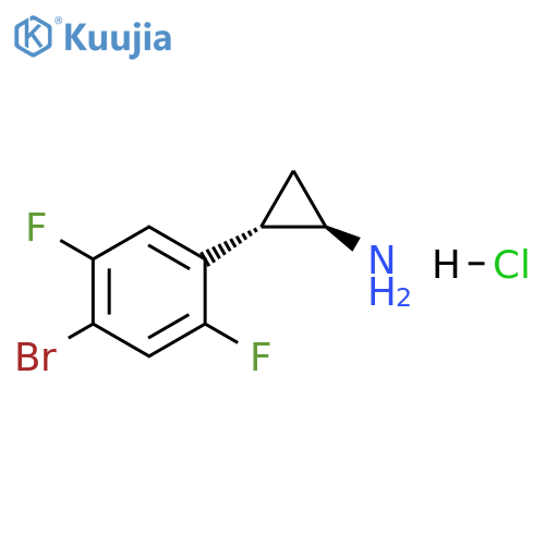 Cyclopropanamine, 2-(4-bromo-2,5-difluorophenyl)-, hydrochloride (1:1), (1R,2S)-rel- structure