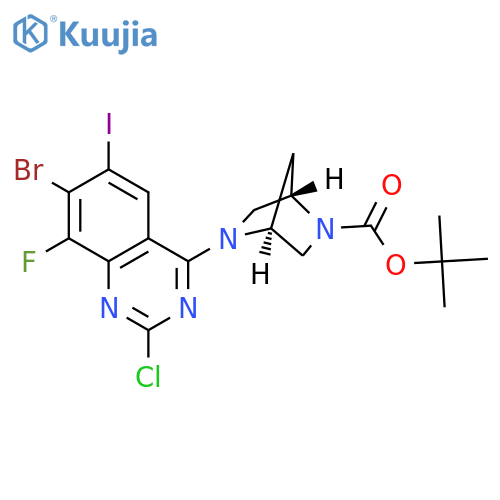 (1S,4S)-5-(8-Bromo-2-chloro-7-fluoro-6-iodo-quinazolin-4-yl)-2-Boc-2,5-diaza-bicyclo[2.2.1]heptane structure