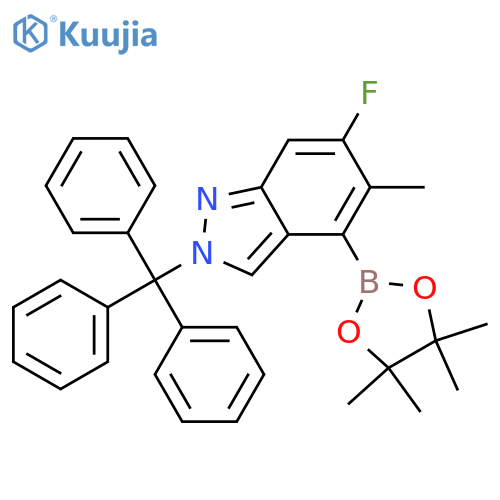 6-Fluoro-5-methyl-4-(4,4,5,5-tetramethyl-[1,3,2]dioxaborolan-2-yl)-2-trityl-2H-indazole structure