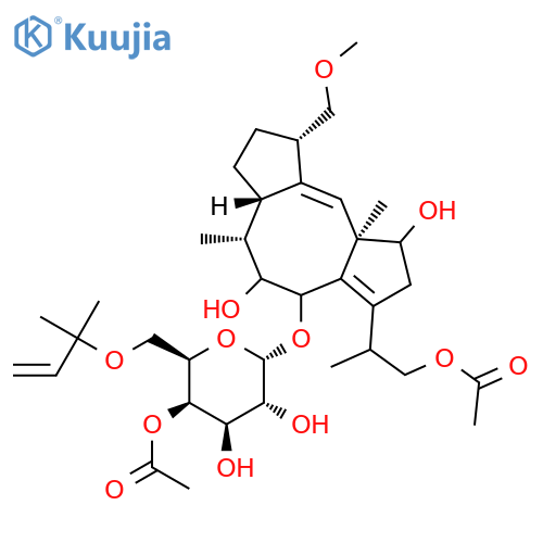 .alpha.-D-Glucopyranoside,(1S,4R,5R,6R,6aS,9S,10aR)-3-[(1S)-2-(acetyloxy)-1-methylethyl]-1,2,4,5,6,6a,7,8,9,10a-decahydro-1,5-dihydroxy-9-(methoxymethyl)-6,10a-dimethyldicyclopenta[a,d]cycloocten-4-yl6-O-(1,1-dimethyl-2-propenyl)-,4-acetate structure