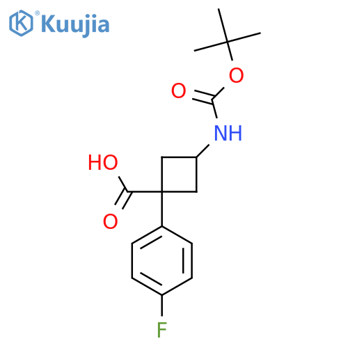 3-{[(Tert-butoxy)carbonyl]amino}-1-(4-fluorophenyl)cyclobutane-1-carboxylic acid structure