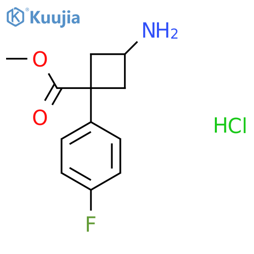 Methyl 3-amino-1-(4-fluorophenyl)cyclobutane-1-carboxylate hydrochloride structure