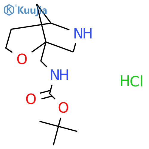 tert-butyl N-({2-oxa-6-azabicyclo[3.2.1]octan-1-yl}methyl)carbamate hydrochloride structure