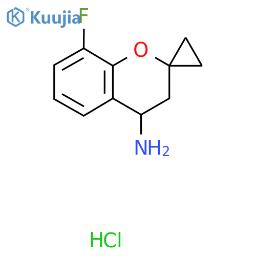 8-Fluoro-3,4-dihydrospiro[1-benzopyran-2,1'-cyclopropan]-4-amine hydrochloride structure