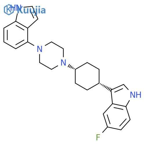 1H-INDOLE, 5-FLUORO-3-[CIS-4-[4-(1H-INDOL-4-YL)-1-PIPERAZINYL]CYCLOHEXYL]- structure