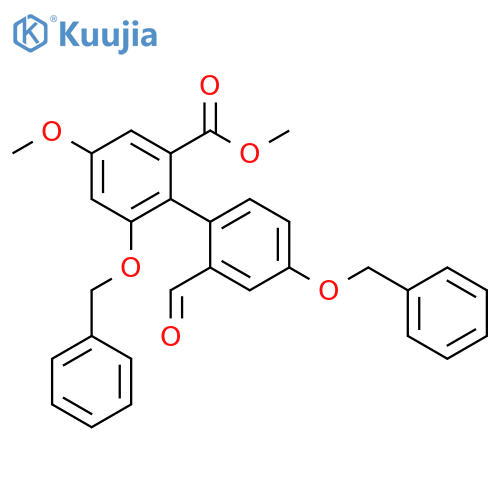 Methyl 2′-formyl-4-methoxy-4′,6-bis(phenylmethoxy)[1,1′-biphenyl]-2-carboxylate structure