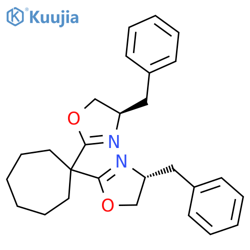 (4R,4'R)-2,2'-(Cycloheptane-1,1-diyl)bis(4-benzyl-4,5-dihydrooxazole) structure