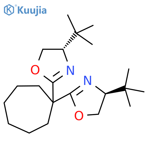 (4S,4'S)-2,2'-(Cycloheptane-1,1-diyl)bis(4-(tert-butyl)-4,5-dihydrooxazole) structure