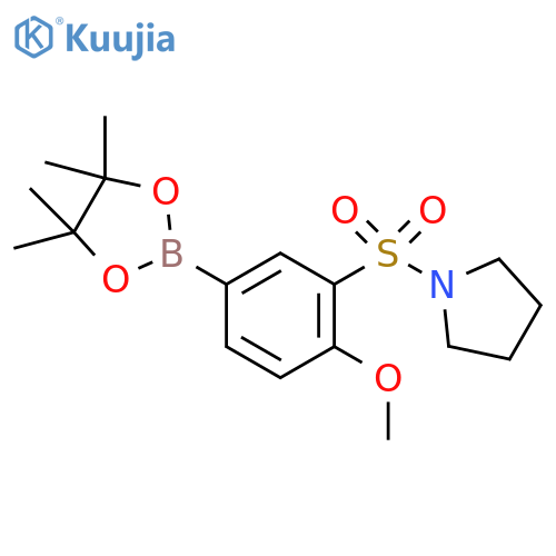 1-((2-Methoxy-5-(4,4,5,5-tetramethyl-1,3,2-dioxaborolan-2-yl)phenyl)sulfonyl)pyrrolidine structure