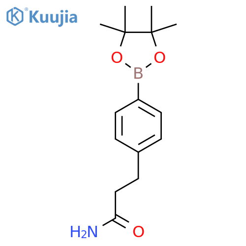 3-(4-(4,4,5,5-Tetramethyl-1,3,2-dioxaborolan-2-yl)phenyl)propanamide structure