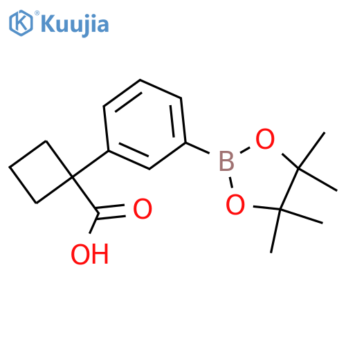 1-[3-(Tetramethyl-1,3,2-dioxaborolan-2-yl)phenyl]cyclobutane-1-carboxylic acid structure