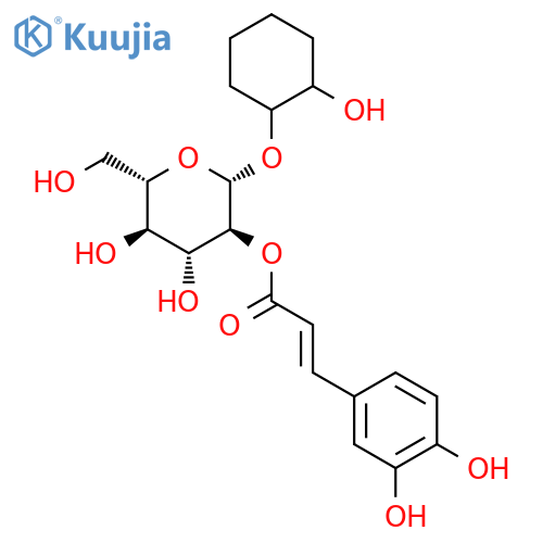 2-Hydroxycyclohexyl-β-D-glucopyranoside 2-[3-(3,4-dihydroxyphenyl)propenoate] structure