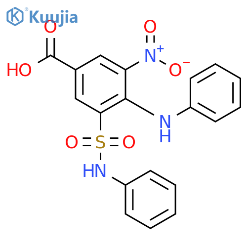 Benzoic acid, 3-nitro-4-(phenylamino)-5-[(phenylamino)sulfonyl]- structure