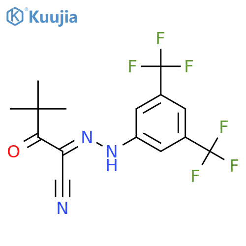 2-{2-[3,5-Bis(trifluoromethyl)phenyl]hydrazinylidene}-4,4-dimethyl-3-oxopentanenitrile structure