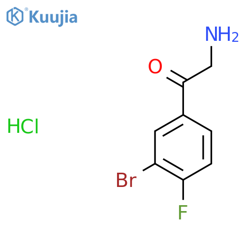 2-Amino-1-(3-bromo-4-fluorophenyl)ethan-1-one hydrochloride structure