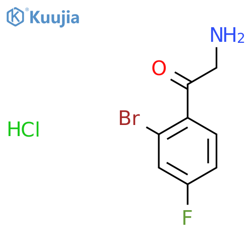 2-Amino-1-(2-bromo-4-fluorophenyl)ethan-1-one hydrochloride structure