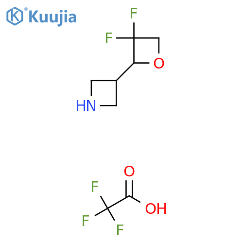 3-(3,3-Difluorooxetan-2-yl)azetidine; trifluoroacetic acid structure