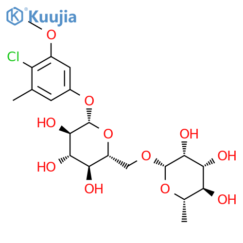 4-chloro-3-methoxy-5-methylphenyl 6-O-(6-deoxy-β-L-mannopyranosyl)-β-D-glucopyranoside structure