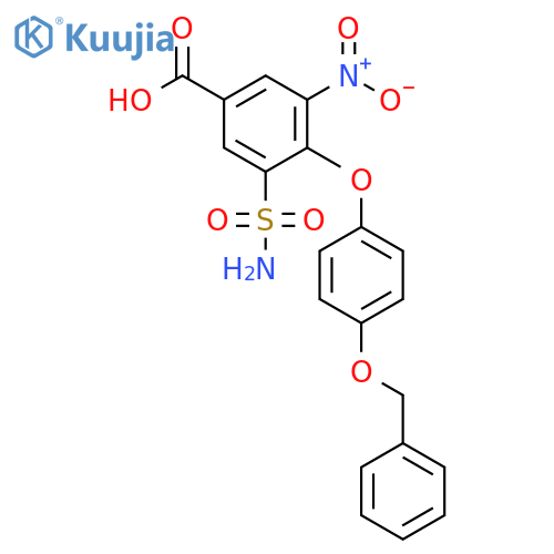 Benzoic acid, 3-(aminosulfonyl)-5-nitro-4-[4-(phenylmethoxy)phenoxy]- structure