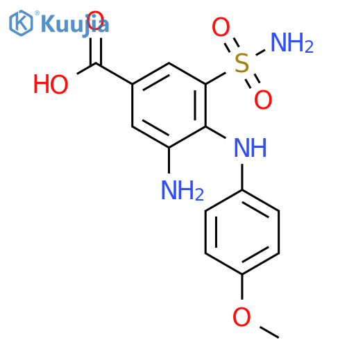 Benzoic acid, 3-amino-5-(aminosulfonyl)-4-[(4-methoxyphenyl)amino]- structure