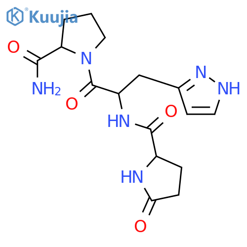 L-Prolinamide,5-oxo-L-prolyl-3-(1H-pyrazol-3-yl)-L-alanyl- (9CI) structure