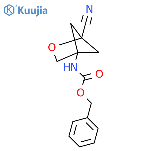 Benzyl N-(1-cyano-2-oxabicyclo[2.1.1]hexan-4-YL)carbamate structure