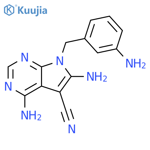 7H-Pyrrolo[2,3-d]pyrimidine-5-carbonitrile,4,6-diamino-7-[(3-aminophenyl)methyl]- structure