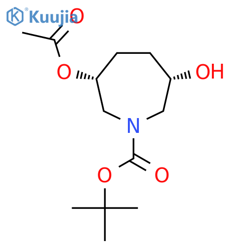 Tert-butyl cis-3-acetoxy-6-hydroxy-azepane-1-carboxylate structure