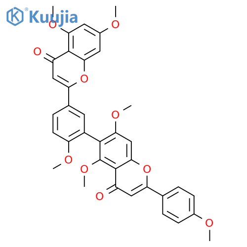 5,7,5',7'-tetramethoxy-2'-(4-methoxy-phenyl)-2,6'-(4-methoxy-m-phenylene)-bis-chromen-4-one structure