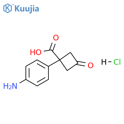 1-(4-Aminophenyl)-3-oxocyclobutane-1-carboxylic acid hydrochloride structure