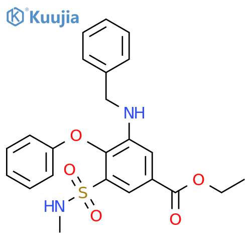 Benzoic acid, 3-[(methylamino)sulfonyl]-4-phenoxy-5-[(phenylmethyl)amino]-, ethyl ester structure