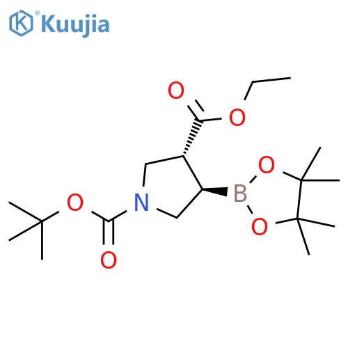 1-tert-butyl 3-ethyl 4-(tetramethyl-1,3,2-dioxaborolan-2-yl)pyrrolidine-1,3-dicarboxylate, trans structure