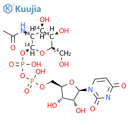 uridine diphosphate n-acetyl-d-glucosamine, [glucosamine-14c(u)] structure