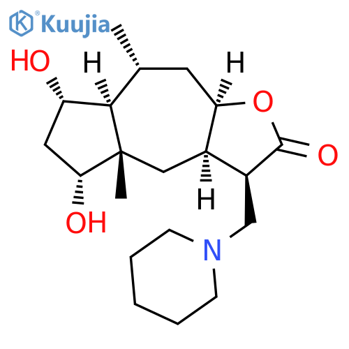 Azuleno[6,5-b]furan-2(3H)-one, decahydro-5,7-dihydroxy-4a,8-dimethyl-3-(1-piperidinylmethyl)-, (3R,3aR,4aS,5R,7S,7aS,8R,9aR)- structure