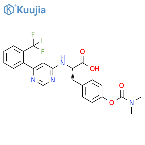 L-Tyrosine, N-[6-[2-(trifluoromethyl)phenyl]-4-pyrimidinyl]-,dimethylcarbamate (ester) structure