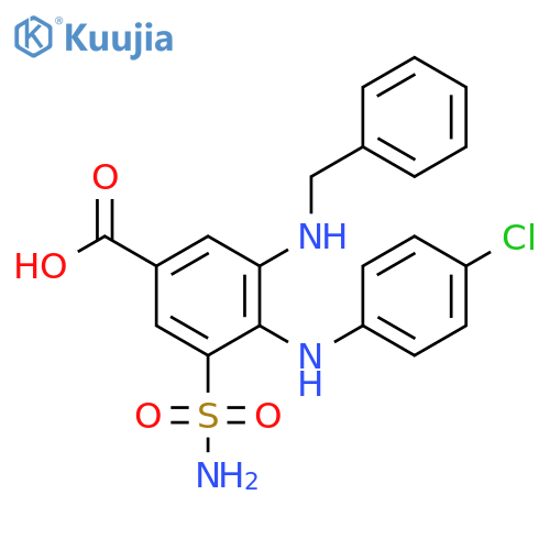 Benzoic acid,3-(aminosulfonyl)-4-[(4-chlorophenyl)amino]-5-[(phenylmethyl)amino]- structure
