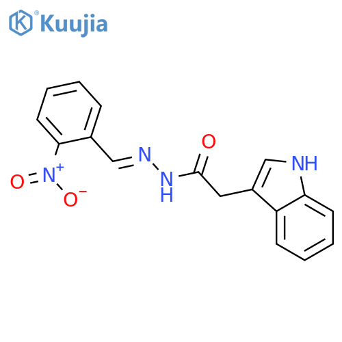 2-(1H-indol-3-yl)-N-[(E)-(2-nitrophenyl)methylideneamino]acetamide structure