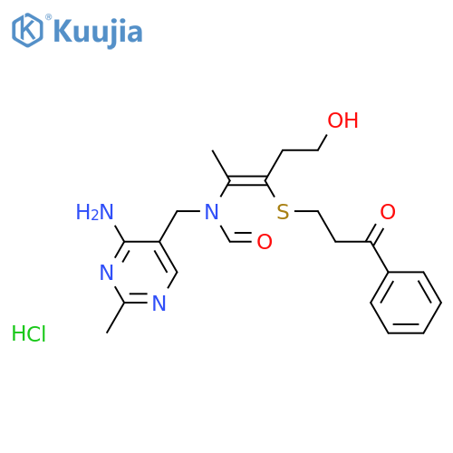 Formamide,N-[(4-amino-2-methyl-5-pyrimidinyl)methyl]-N-[4-hydroxy-1-methyl-2-[(3-oxo-3-phenylpropyl)thio]-1-buten-1-yl]-,hydrochloride (1:?) structure
