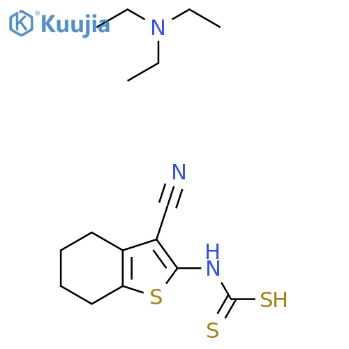 (3-Cyano-4,5,6,7-tetrahydro-1-benzothien-2-yl)carbamodithioic acid - N,N-diethylethanamine (1:1) structure