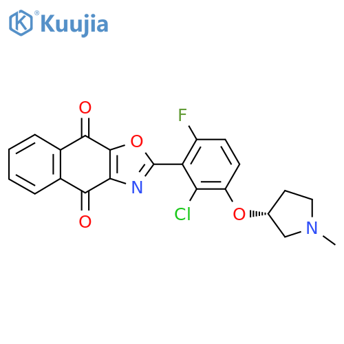 (R)-2-(2-Chloro-6-fluoro-3-((1-methylpyrrolidin-3-yl)oxy)phenyl)naphtho[2,3-d]oxazole-4,9-dione structure