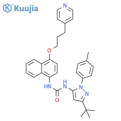 Urea,N-[3-(1,1-dimethylethyl)-1-(4-methylphenyl)-1H-pyrazol-5-yl]-N'-[4-[3-(4-pyridinyl)propoxy]-1-naphthalenyl]- structure