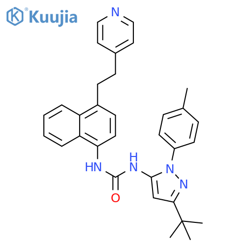 Urea,N-[3-(1,1-dimethylethyl)-1-(4-methylphenyl)-1H-pyrazol-5-yl]-N'-[4-[2-(4-pyridinyl)ethyl]-1-naphthalenyl]- structure