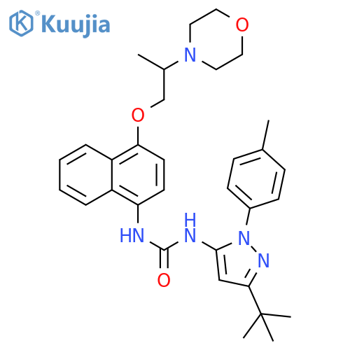 Urea,N-[3-(1,1-dimethylethyl)-1-(4-methylphenyl)-1H-pyrazol-5-yl]-N'-[4-[2-(4-morpholinyl)propoxy]-1-naphthalenyl]- structure
